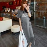 韩版夏季新款时尚外出哺乳衣 长款哺乳连衣裙莫代尔短袖喂奶衣