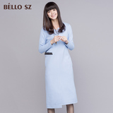 bello sz贝洛安新款冬装圆领连衣裙2015长袖冬款显瘦