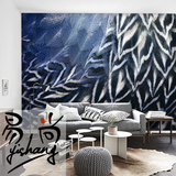 3D立体简约卧室客厅背景墙壁纸电视墙纸定制壁画个性艺术黑白羽毛