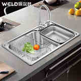 威尔登 厨房水槽套餐 加厚大单槽 304不锈钢洗菜盆 洗碗池 台下盆
