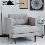 北欧美式宜家布艺单人沙发舒适简约拉扣单人椅书房椅老虎椅懒人椅
