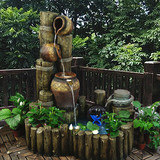 喷泉流水水景摆设花园阳台鱼缸招财创意摆件风水轮装饰品假山鱼池