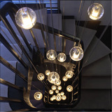 北欧简约餐厅楼梯吊灯单头创意个性水晶球LED灯具流星雨冰雹吊灯