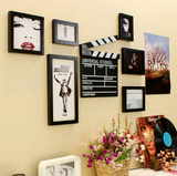实木创意照片墙客厅相框挂墙装饰画壁饰电影海报场记板相片墙组合