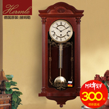 原装进口德国赫姆勒高档实木机械挂钟客厅欧式复古创意报时壁钟