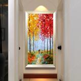 客厅挂画玄关装饰画竖版欧式风景画走廊过道壁画现代简约抽象油画
