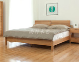 日式简约全实木床纯橡木双人靠背平板床榫卯定制卧室家具木蜡油
