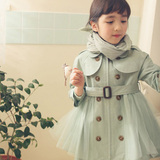 2015秋冬季新款女童风衣儿童英伦学院风韩版中长款中大童外套童装