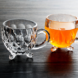新款创意水晶玻璃咖啡杯带把杯耐热玻璃茶杯牛奶杯早餐杯饮料杯