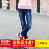 森马2015冬季新款牛仔长裤女 女士韩版中低腰小直筒修身牛仔裤子