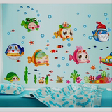 卡通鱼墙贴卫生间浴室墙壁防水贴纸贴画墙纸儿童房幼儿园装饰品