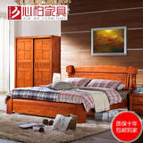 美国红橡木床纯实木床1.8米双人床现代中式床 真正橡木不贵
