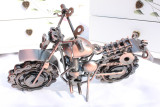 包邮热卖纯手工仿古铁艺中号摩托车模型链条车创意金属工艺品摆件