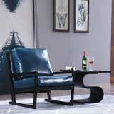 北欧简约实木单人皮沙发椅创意扶手靠背客厅沙发设计师休闲咖啡椅