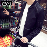 DMOGE2016春季新款男士纯色夹克韩版棒球服青年修身上衣外套潮男