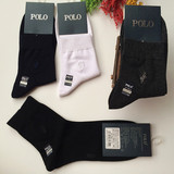 6双起包邮 正品POLO保罗袜子纯色中筒袜四季款纯色商务袜无骨男袜
