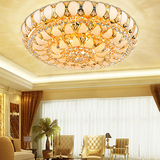 欧式水晶灯金色大气客厅灯小树叶圆形LED吸顶灯大厅水晶灯餐厅灯