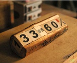 zakka杂货做旧复古 原木小日历台历摆件手工雕刻咖啡厅店铺装饰品
