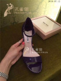 意大利正品代购 2016新款Miumiu女鞋 露趾一字式扣带高跟漆皮凉鞋