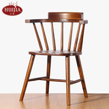 美式实木餐椅复古简约北欧酒店咖啡厅餐椅靠背扶手椅子餐桌椅温莎