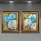 一式 客厅油画手绘沙发背景墙挂画 装饰画美式双联画静物花卉