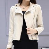 2016春秋装新款韩版女装修身显瘦麂皮绒夹克长袖休闲时尚短外套女