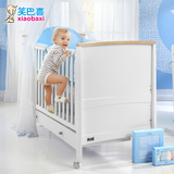 笑巴喜婴儿床实木多功能宝宝床白色环保油漆儿童床少年床新款上市