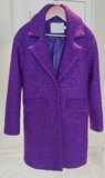 2015冬装新款韩版茧型中长款毛呢外套宽松大码紫色羊呢子大衣女装