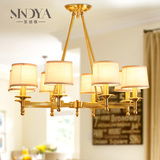 圣迪雅美式全铜吊灯欧式简约纯铜客厅餐厅卧室黄铜吊灯复古别墅灯
