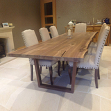 北欧老榆木原木3米大板餐桌餐桌 自然边实木书桌画桌 会议桌 包邮