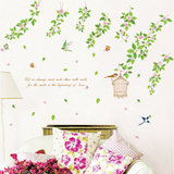 温馨卧室床头客厅沙发树枝藤蔓鸟笼墙贴纸贴画墙壁纸田园风格装饰