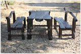 特价户外纯实木桌椅套件防腐木碳炭化木厚重型木制碳化桌椅腿加粗