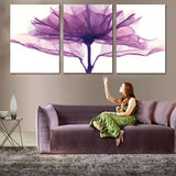 客厅装饰画简约现代壁画餐厅无框画框三联紫色花挂画沙发背景墙画