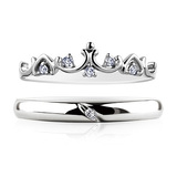 周大福款茜茜公主钻石戒指 18K白金天然钻石情侣对戒 排钻戒指