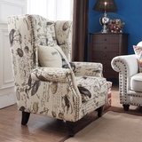 老虎椅单人沙发组合 美式乡村沙发 现代简约小户型卧室布艺沙发椅