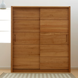 实木衣柜进口北欧橡木大衣柜 卧室家具组合2门推拉移门衣柜可定制
