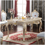 欧式餐桌大理石长方形实木饭桌法式餐桌椅组合香槟金6人长方桌椅