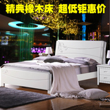 中式全实木床 双人床1.5 现代橡木床 气动高箱储物床1.8家具包邮
