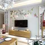 中式3d客厅卧室电视背景墙布壁纸花鸟玉兰花卉大型无缝无纺布壁画