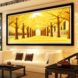 印花十字绣黄金满地全景2米油画大幅新款客厅丝线十字锈风景系列