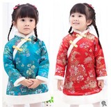 新款中国风儿童唐装女童旗袍古装新年装礼服手工盘扣夹棉冬装加厚