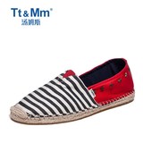Tt&Mm/汤姆斯帆布鞋男2016夏季条纹休闲平底套脚布鞋休闲男士鞋子