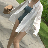 夏装韩国翻领棉麻小开衫外套纯色薄款透气白色防晒衣女简约衬衫女