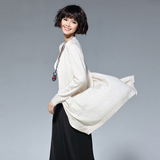 2016秋季新款韩版长袖时尚女装羊毛开衫纯色针织衫中长款毛衣外套