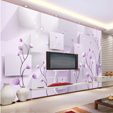 3d立体客厅墙纸 简约3d立体电视背景墙壁纸 温馨紫色无缝大型壁画