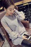 2015秋冬装蘑菇街包邮韩版袖子蕾丝中长款超美毛衣打底针织衫
