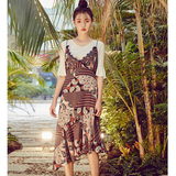 韩国代购正品夏季t恤印花吊带长裙两件套套装连衣裙子女