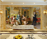 无缝大型壁画3D高清欧式宫廷人物油画酒店KTV客厅沙发背景墙壁纸