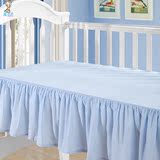笑巴喜 全棉婴儿床床裙床单 宝宝床罩被单 蓝色 111cmx64cm