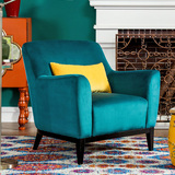 [W]奇居良品 美式客厅书房家具 杰斯帕宝蓝色布艺单人沙发/单椅